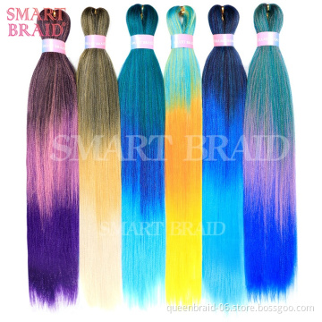 Wholesale Pre Stretched Yaki Braids Hairstyles Black Women Hair Bulk Red and Black Synthetic Extension Braid Hair for Women